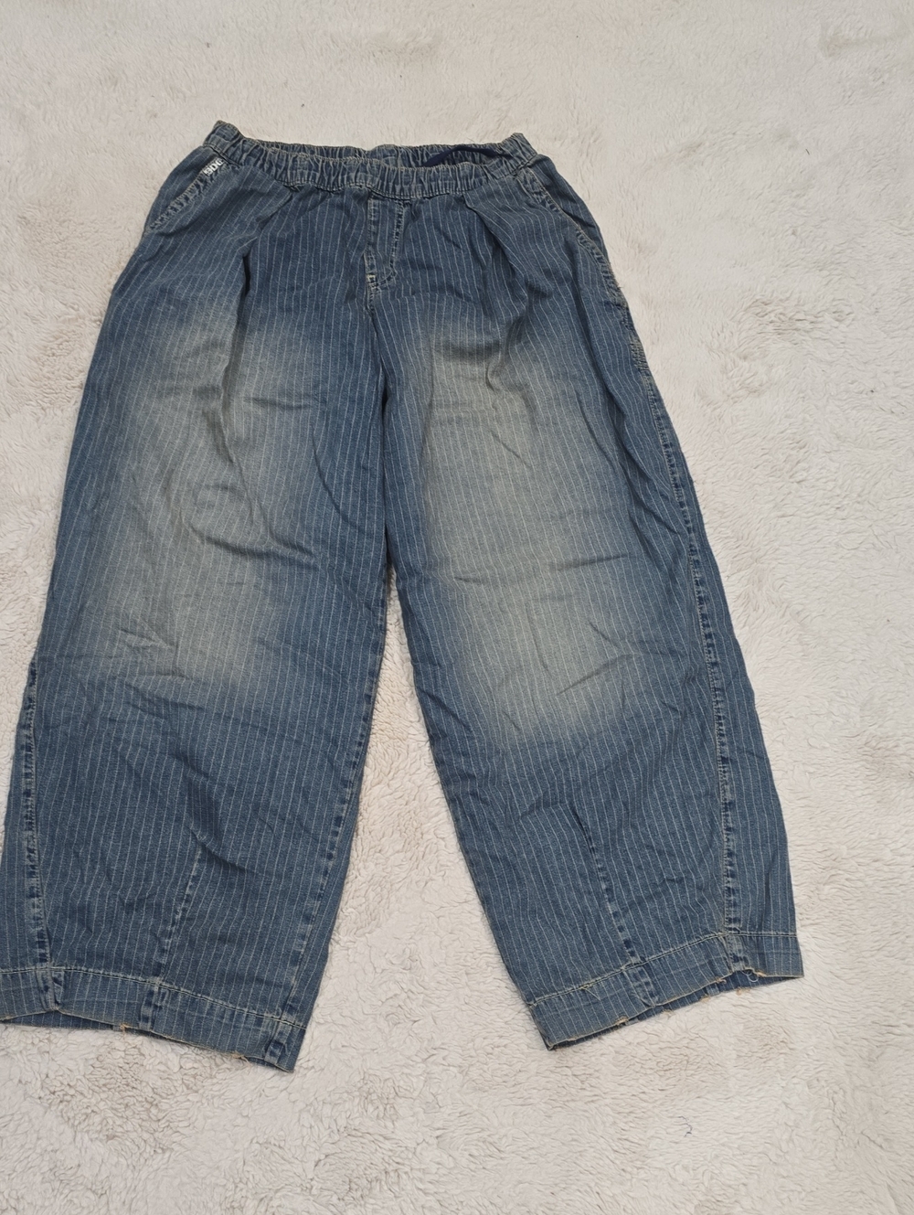 BDG Faded Blue Pinstripe Wide-Leg Jeans